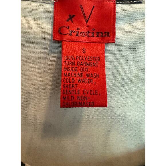 V Cristina Women’s Ruffled Sheet Elastic Waist Short Sleeve Blouse S Black Gray - Picture 3 of 5